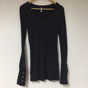 Free People Thermal MotoCuff Long Sleeve Shirt L